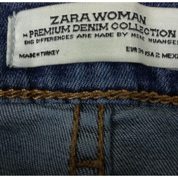 Zara Womens Jeans Skinny Ankle Blue Denim Distressed Low Rise Dark Wash 2 - Picture 12 of 12